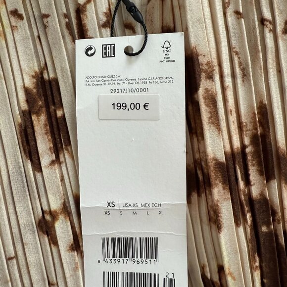 NWT Adolfo Dominguez Animal Print Japanese Sleeve Crinkle Print Dress - Picture 3 of 3